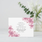 Roze kersenbloesem. Wil je mijn bruidsmeisje zijn Briefkaart (Staand voorkant)