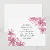 Roze kersenbloesem. Wil je mijn bruidsmeisje zijn Briefkaart (Voorkant / Achterkant)