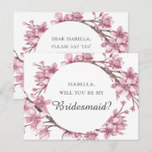 Roze kersenbloesem. Wil je mijn bruidsmeisje zijn Briefkaart (Voorkant / Achterkant)