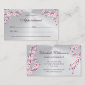 Roze Kersenbloesem Zilver Afspraakkaart Visitekaartje (Voorkant / Achterkant)