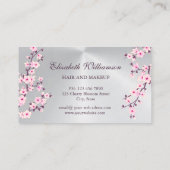 Roze Kersenbloesem Zilver Afspraakkaart Visitekaartje (Achterkant)