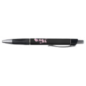Roze Kersenbloesem Zwart Monogram Pen (Bodem)