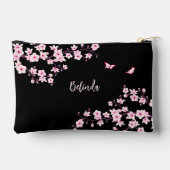 Roze Kersenbloesem Zwarte Monogram Etui (Achterkant)