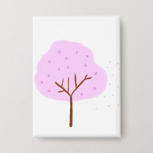 Roze Kersenbloesemboom Bloemengeschenk Button