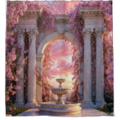 Roze Kersenbloesemfontein Marble Arch Douchegordijn (Voorkant)
