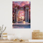 Roze Kersenbloesemfontein Marble Arch Poster (Keuken)