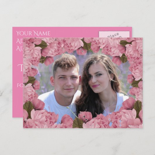  roze kersenbloesems Bedankt Briefkaart (Voorkant / Achterkant)