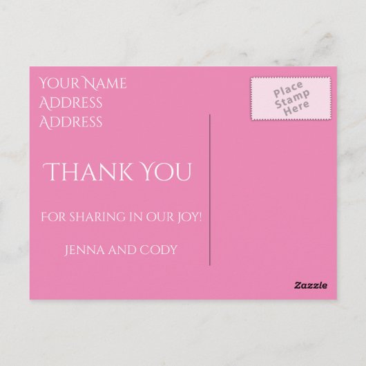 roze kersenbloesems Bedankt Briefkaart (Achterkant)