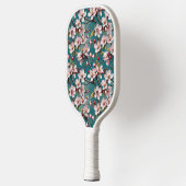 Roze Kersenbloesems Blauwgroen achtergrond Pickleball Paddle (Links)