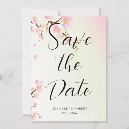 Roze kersenbloesems bloeien kaart (Voorkant)