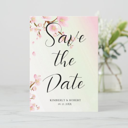 Roze kersenbloesems bloeien kaart (Staand voorkant)