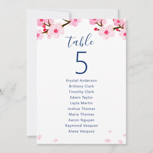 Roze Kersenbloesems Bruiloft Zitkaart Kaart (Voorkant)