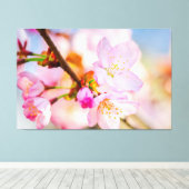 Roze Kersenbloesems. De Triumf Van Het Leven In De Canvas Afdruk (Insitu (Houten vloer))