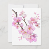 Roze kersenbloesems elegant kalligrafie script save the date (Achterkant)