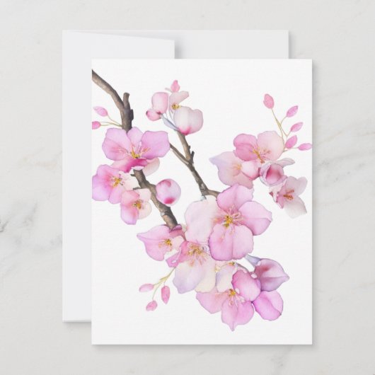 Roze kersenbloesems elegant kalligrafie script save the date (Achterkant)