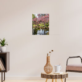 Roze Kersenbloesems en Vijver Fotografisch Poster