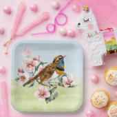Roze Kersenbloesems en Vogel Papieren Bordje (Feest)