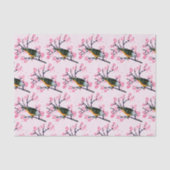 Roze Kersenbloesems en Zangvogel Decoupage Tissuepapier (Voorkant)