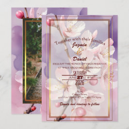 Roze Kersenbloesems/ Lavendel Fotobox Kaart