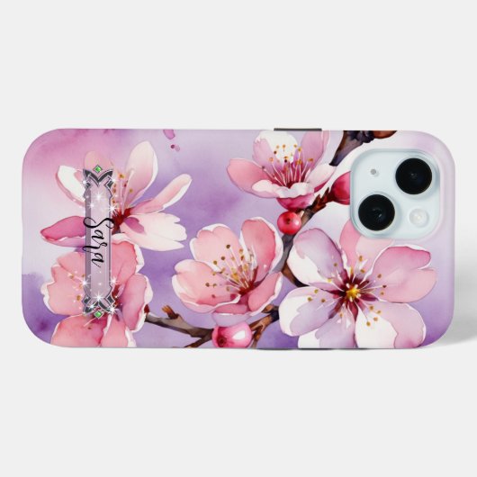 Roze Kersenbloesems Lavendel iPhone / iPad case (Achterkant (horizontaal))