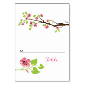 Roze kersenbloesems lente bruiloft plaats kaart (Voorkant)