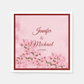 Roze Kersenbloesems Lentebruiloft Servet (Voorkant)