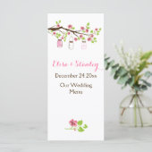 Roze kersenbloesems, metselaars potten bruiloft me menu (Staand voorkant)