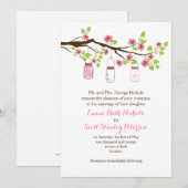 Roze kersenbloesems & metselaars potten lente brui kaart (Voorkant / Achterkant)