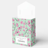 Roze Kersenbloesems, Mint Green Quinceanera Bedankdoosjes (Geopend)