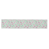Roze Kersenbloesems op Mint Green Floral Medium Tafelloper (Horizontaal)