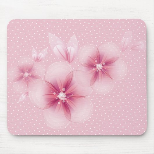 Roze Kersenbloesems op Stippen Muismat (Voorkant)