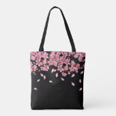 Roze kersenbloesems op zwart bruidsmeisje tote bag (Achterkant)