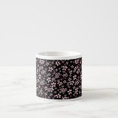 Roze Kersenbloesems op zwart Espresso Kop (Voorkant)