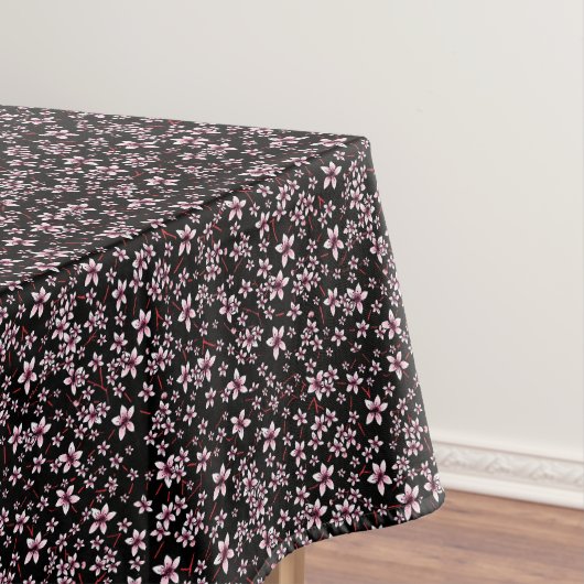 Roze Kersenbloesems op zwart Tafelkleed (Voorbeeld)