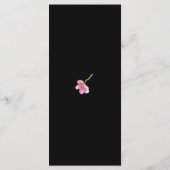 Roze kersenbloesems op zwarte bruiloft receptie menu (Achterkant)
