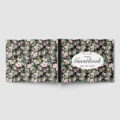 Roze Kersenbloesems Op Zwarte Trouwgastenboek Gastenboek (Volledig)