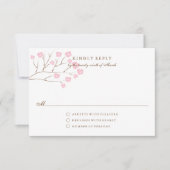 Roze Kersenbloesems Romantische bruiloft RSVP Kaar Kaartje (Voorkant)