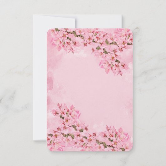 Roze Kersenbloesems RSVP Kaart (Achterkant)