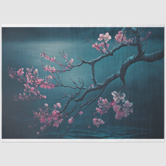 Roze Kersenbloesemtak, Chineesheid Tissuepapier (Voorkant)