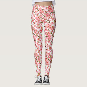 Roze Kersenbloesemtak Patroon Leggings
