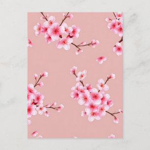 Roze Kersenbloesemtakken Patroon Briefkaart