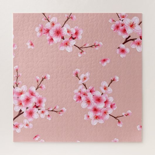 Roze Kersenbloesemtakken Patroon Legpuzzel (Verticaal)
