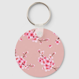 Roze Kersenbloesemtakken Patroon Sleutelhanger