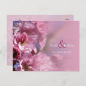 roze kersenboom bloesems lente bruiloft aankondigingskaart (Voorkant / Achterkant)