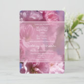 roze kersenboom bloesems lente bruiloft kaart (Staand voorkant)