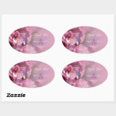 roze kersenboom bloesems lente bruiloft ovale sticker (Vel)