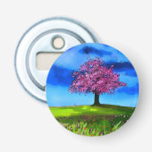 Roze Kersenboom Button Flesopener (Voorkant)