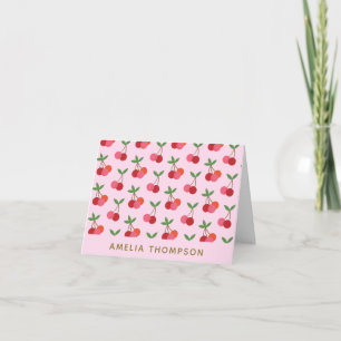 Roze Kersenprint met Aangepaste Naam Coquette Zome Kaart