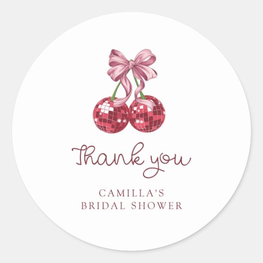 Roze Kersenslinger Bruidsdouche Ronde Sticker (Voorkant)