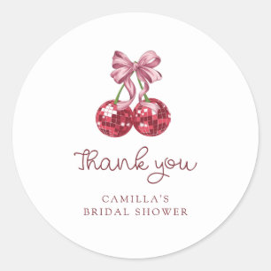 Roze Kersenslint Bruiloftsborrel Ronde Sticker
